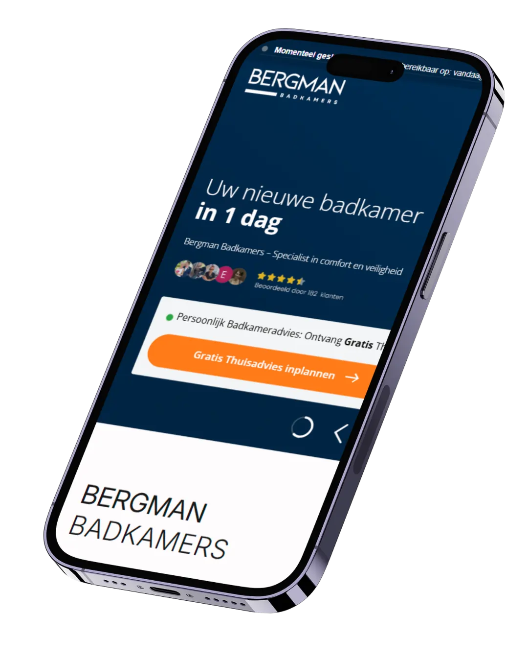 WordPress maatwerk website voor Bergman Badkamers